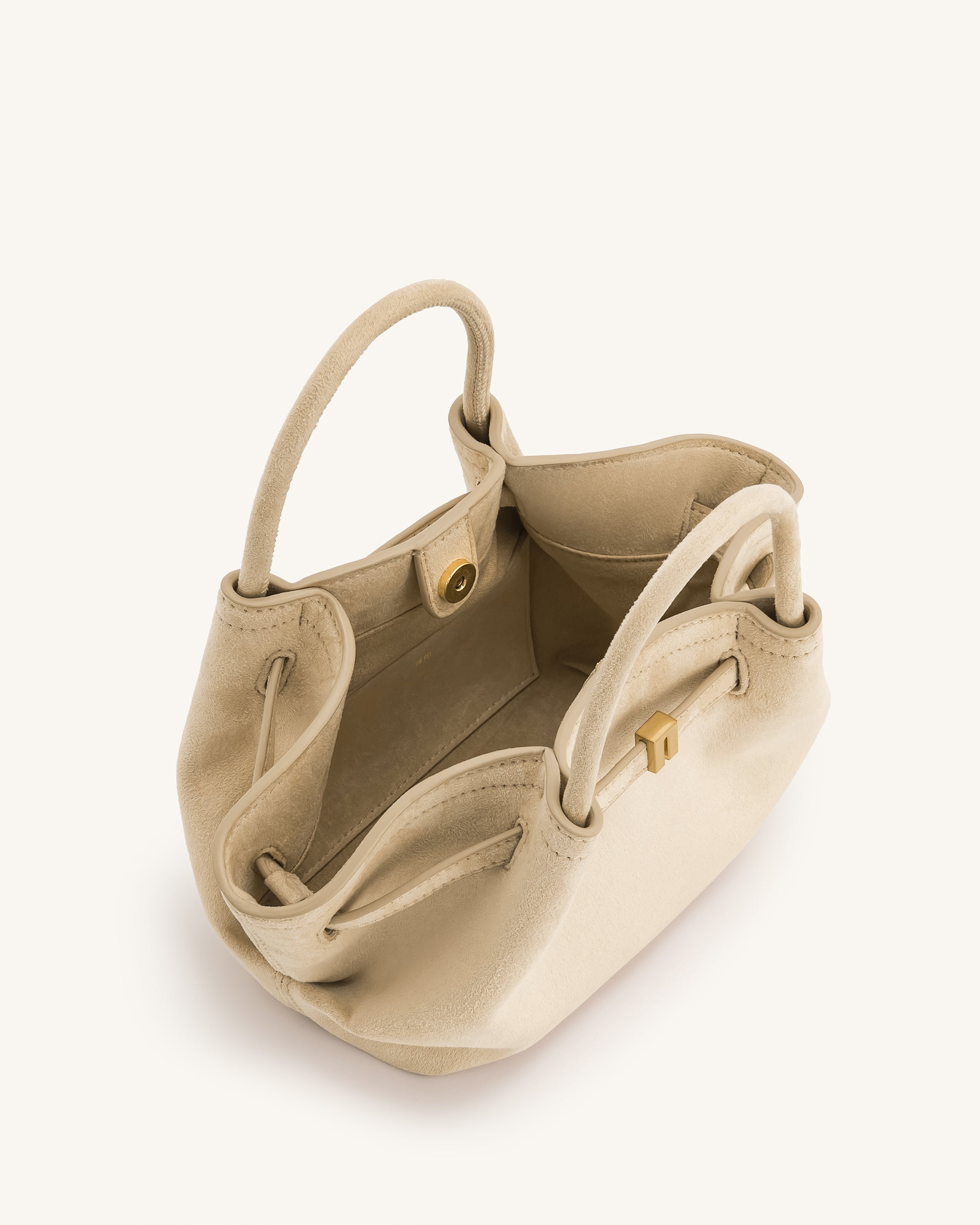 Hana Mini Faux Suede Tote Bag - Off White - Image 6