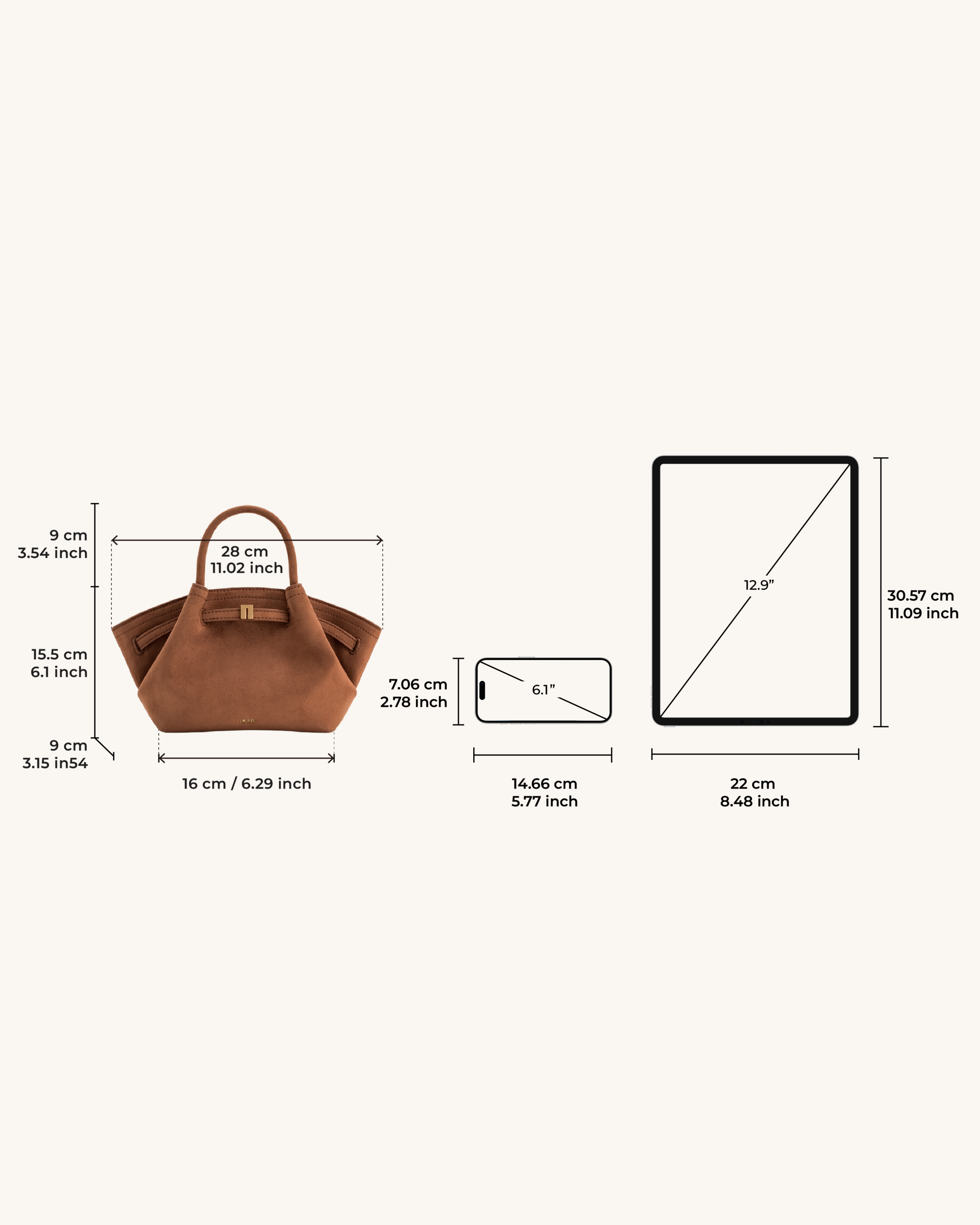 Hana Mini Faux Suede Tote Bag - Brown - Image 6