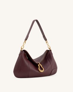 Alternative view of Jayla Metal Pendant Embellished Shoulder Bag - Deep Burgundy