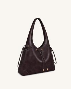 Alternative view of Celandra Drawstring Hobo Bag - Dark Brown