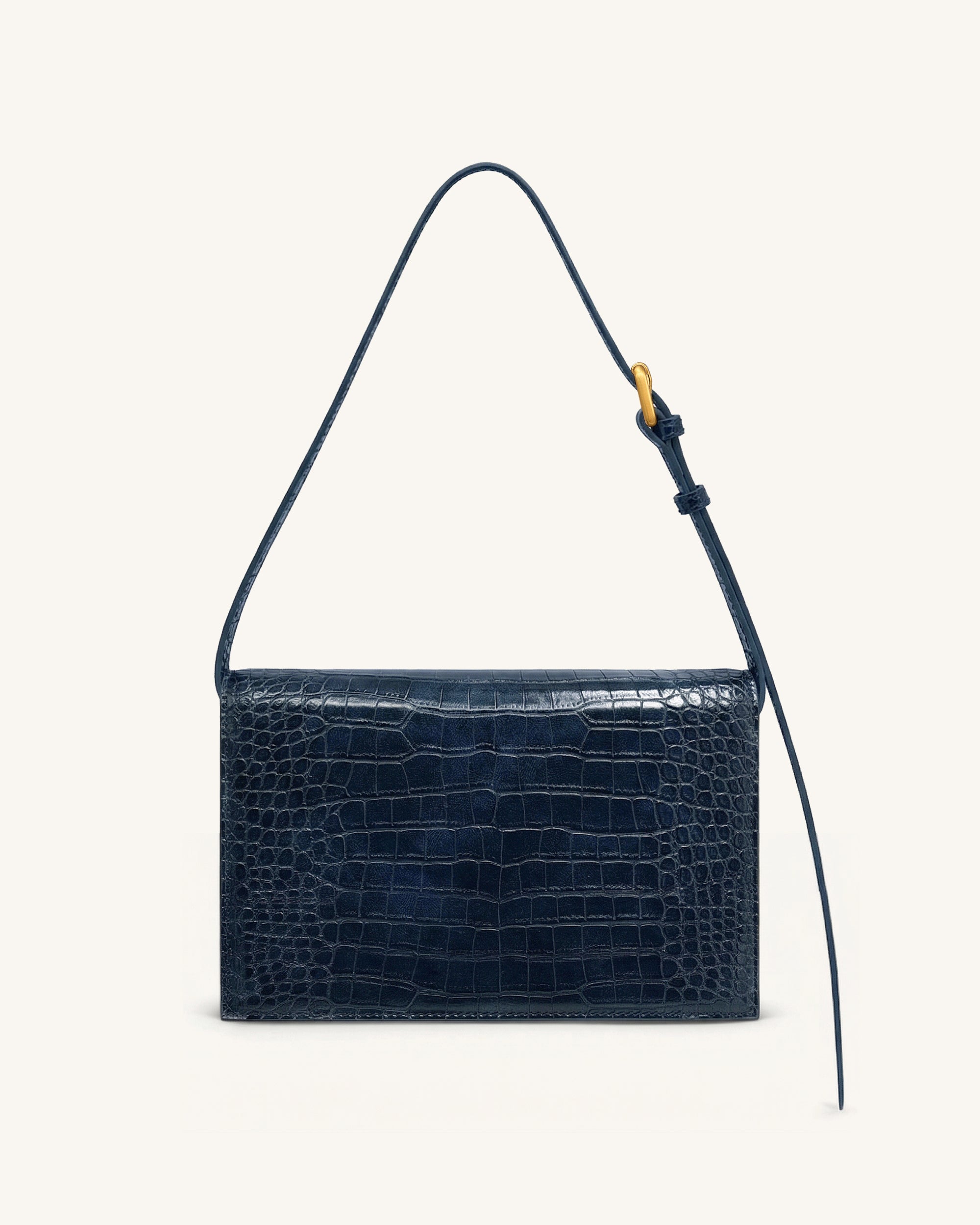 Clio Envelope Crossbody Bag - Navy Croc - Image 3