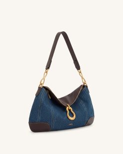 Alternative view of Jayla Metal Pendant Embellished Shoulder Bag - Blue Denim