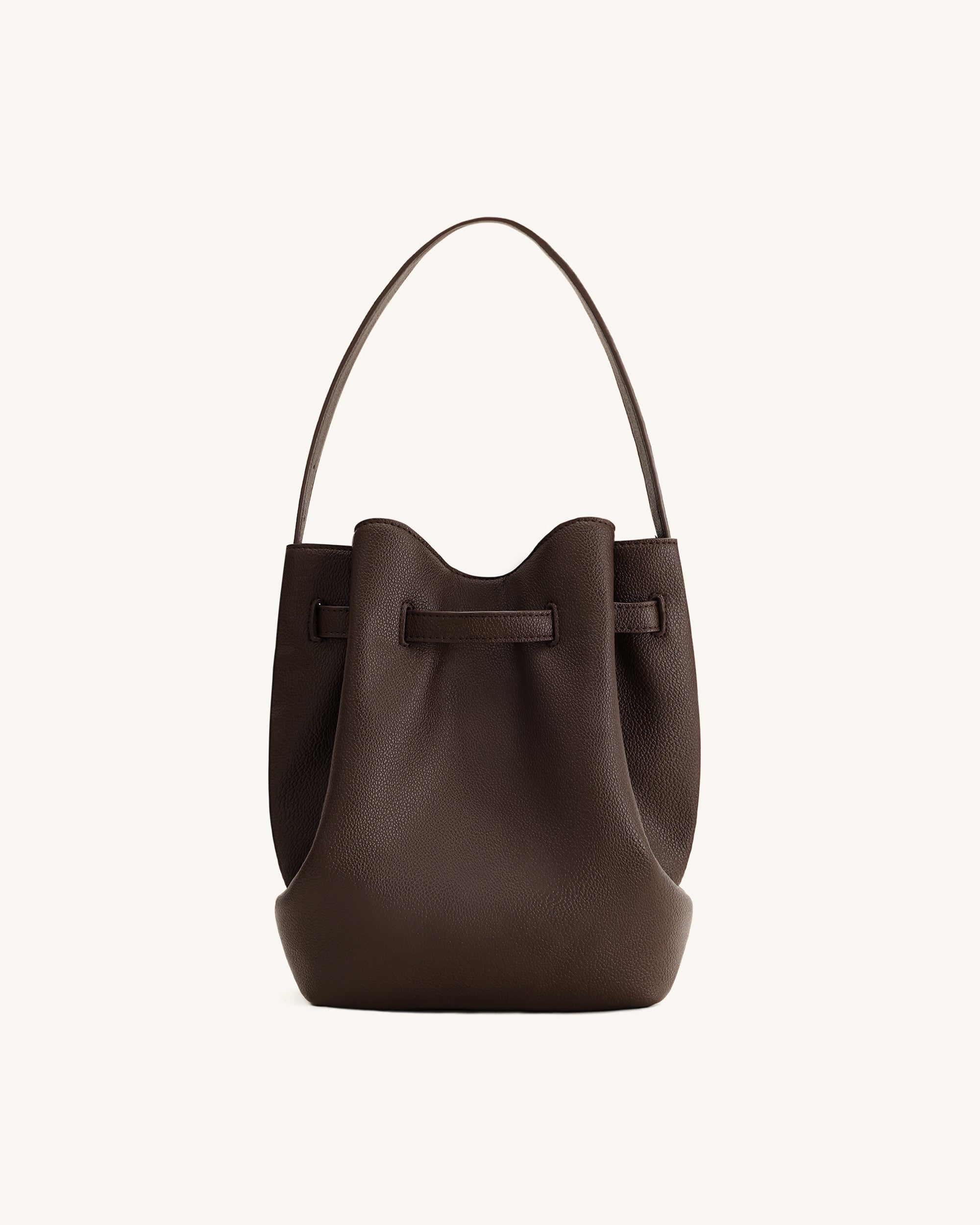 Clara Lock Accent Bucket Shoulder Bag - Mocha Brown - Image 3