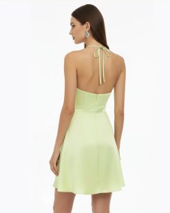 Alternative view of Orchid Embroidered Halter Mini Dress - Light Green