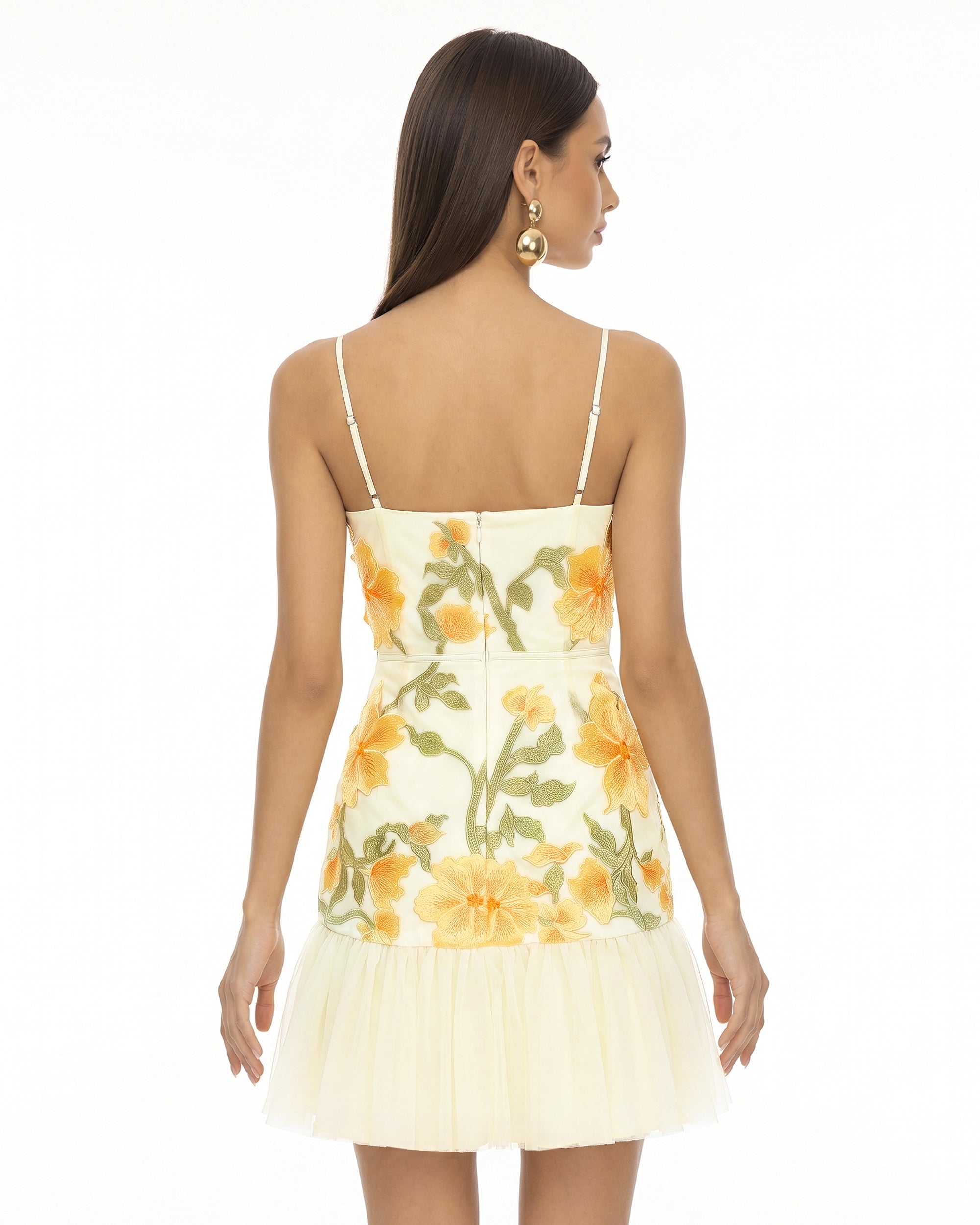 Floral Sling Mini Dress - Marigold - Image 2