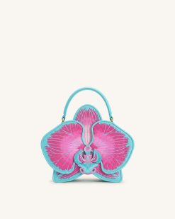 Flora Orchid Shaped Top Handle Bag - Pink Blue