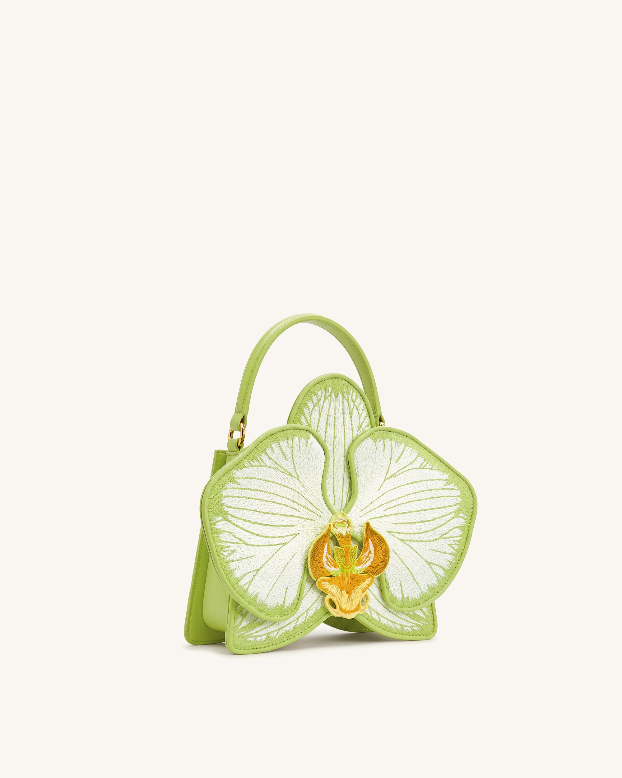Flora Orchid Shaped Top Handle Bag - Light Green - Image 2