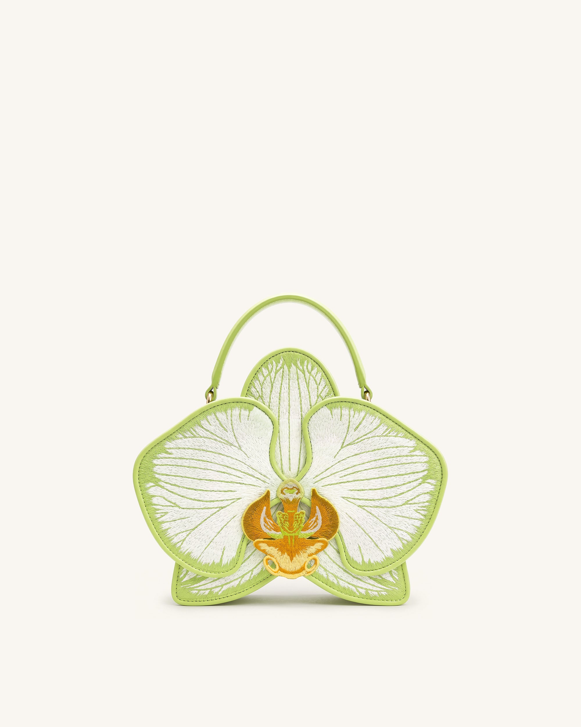 Flora Orchid Shaped Top Handle Bag - Light Green