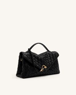 Alternative view of Celeste Woven Envelope Bag - Black