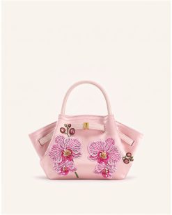 Hana Mini Phalaenopsis Orchid Embroidery Tote Bag - Pink