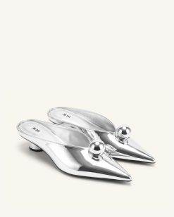 Alternative view of Helena Gold Sphere Pointed Toe Mules - Silver