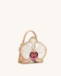 Alternative view of Flora Orchid Shaped Top Handle Bag - Champagne