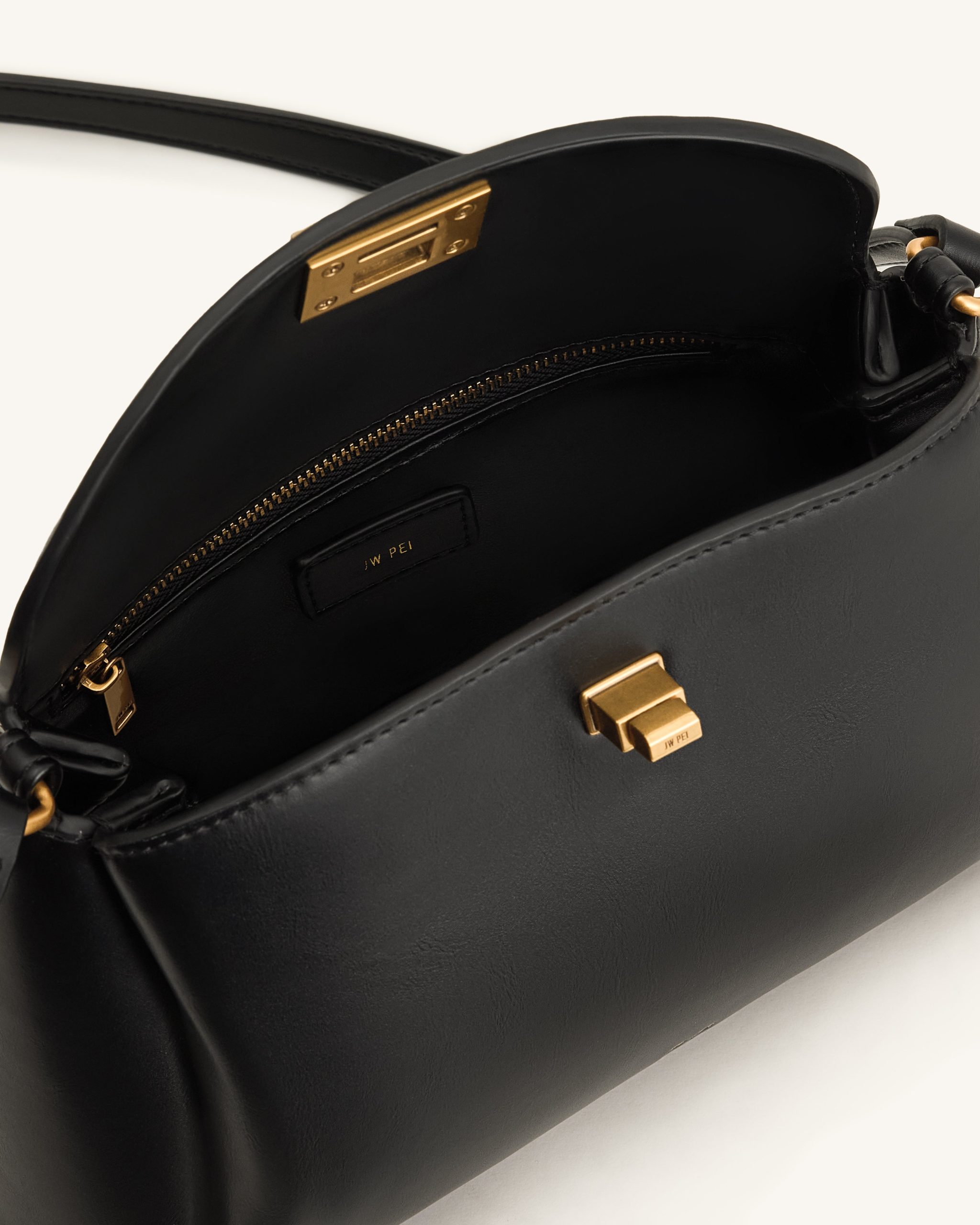 Greta Twist-Lock Crossbody Bag - Black - Image 4