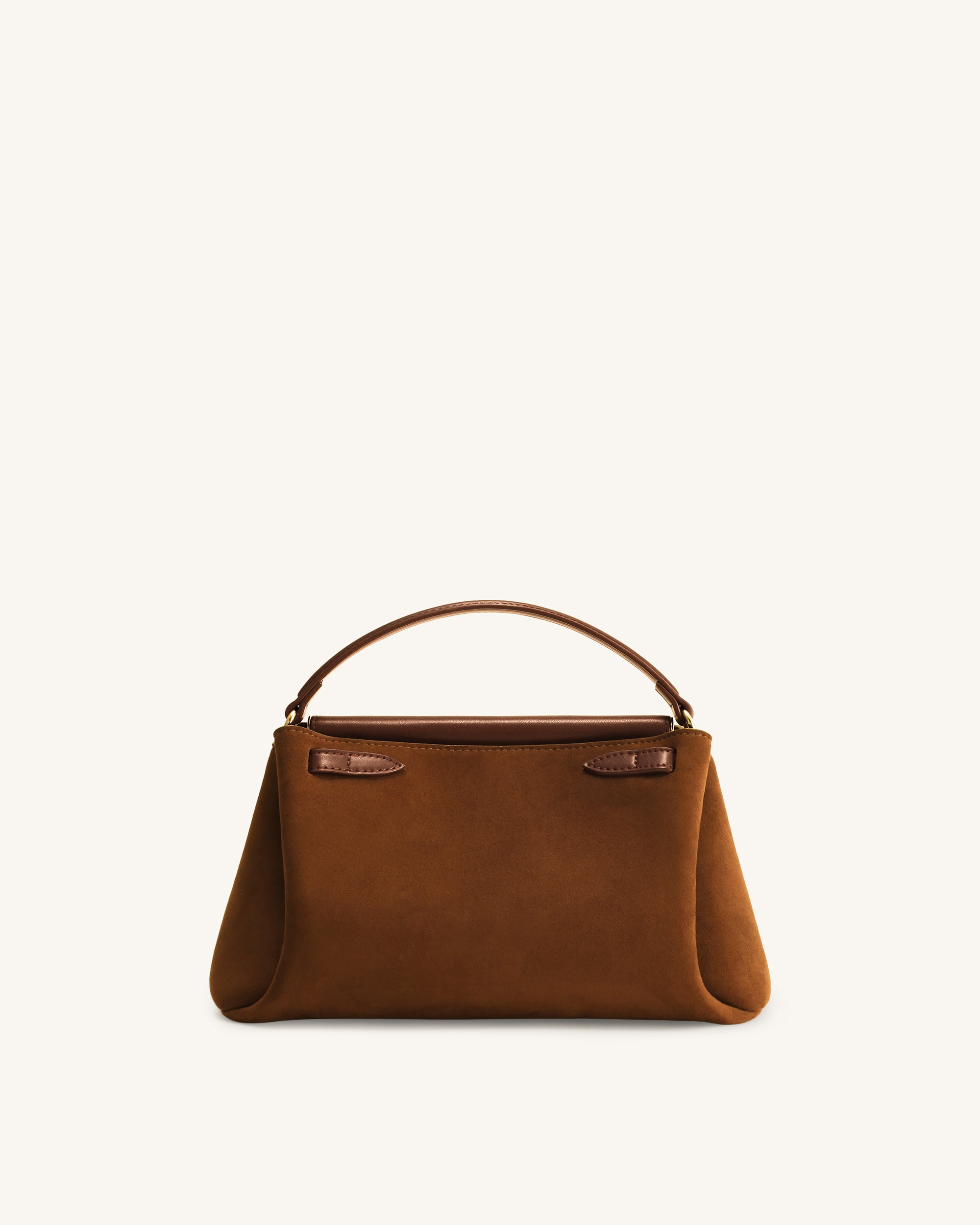 Carmen Faux Suede Top Handle Bag - Brown - Image 3
