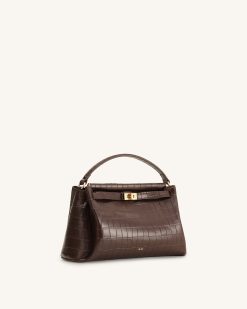 Alternative view of Carmen Top Handle Bag - Dark Brown Croc