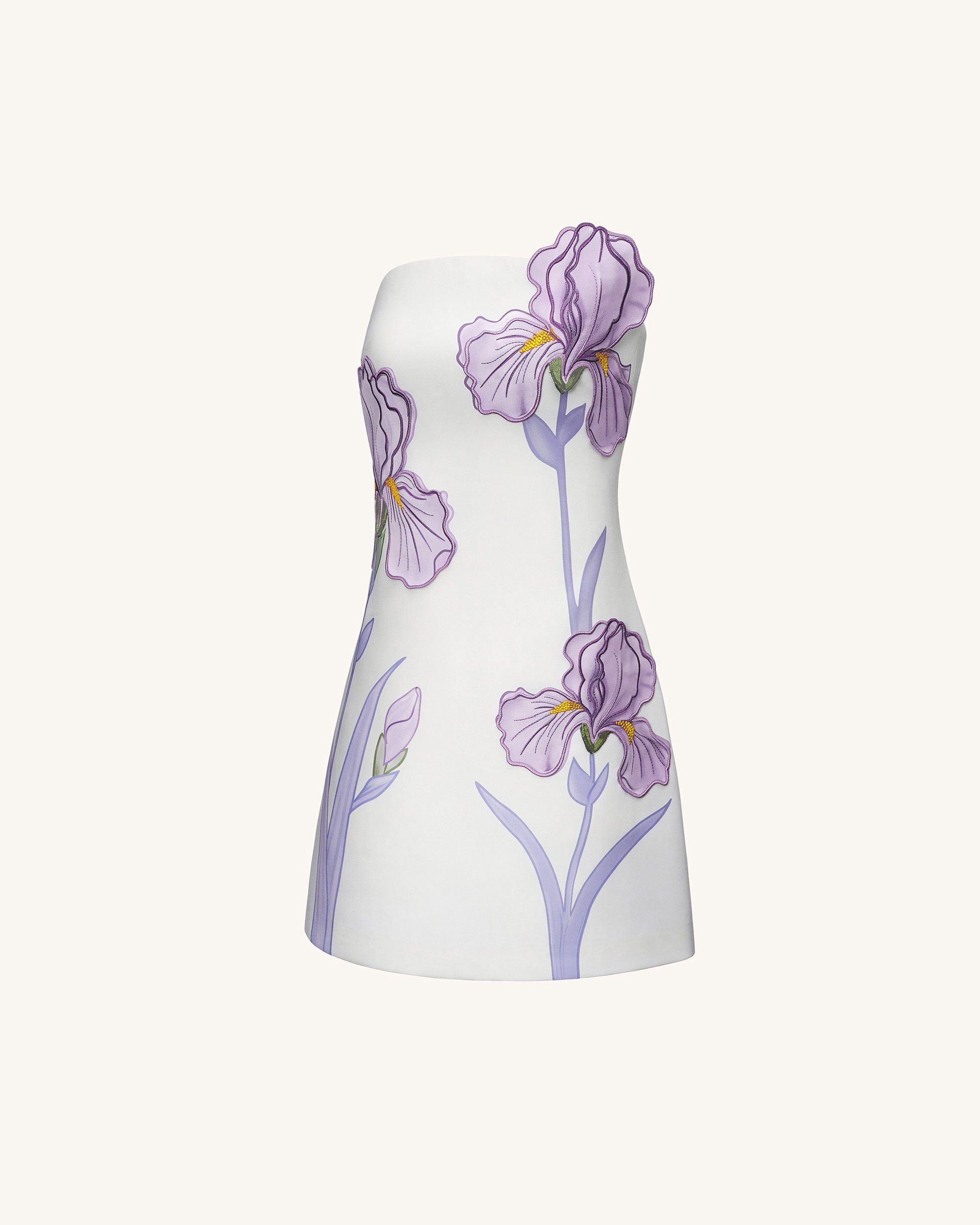 Iris Floral Print Strapless Dress - White - Image 3
