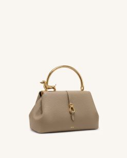 Alternative view of Bruna Dachshund Metal Handle Top Handle Bag - Light Brown