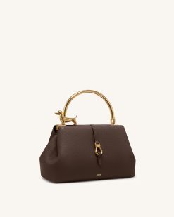 Alternative view of Bruna Dachshund Metal Handle Top Handle Bag - Dark Brown