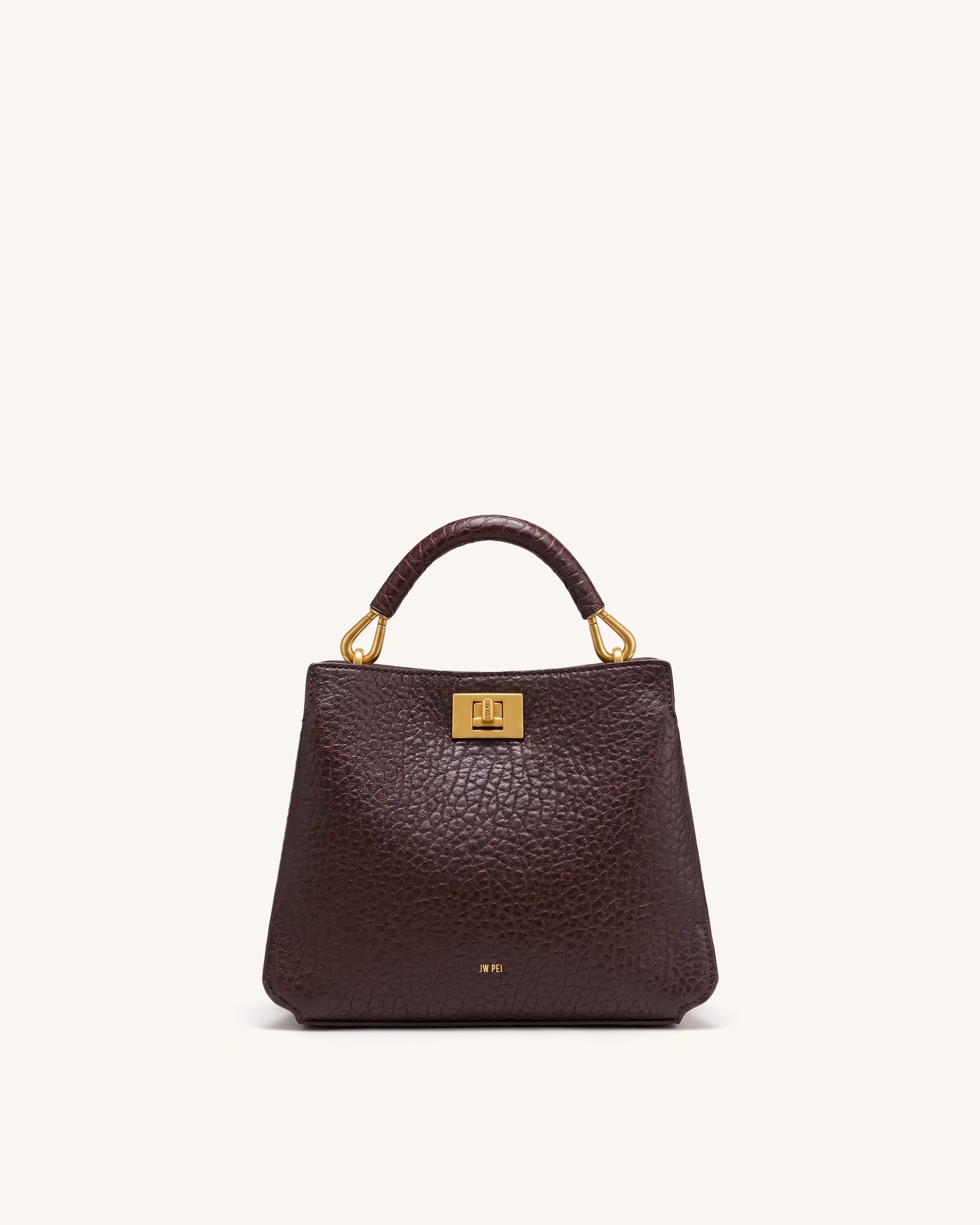 Lucia Elephant-Effect Top Handle Bag - Dark Brown - Image 3