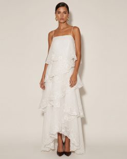 Orchid Embroidered Layered Maxi Dress - White
