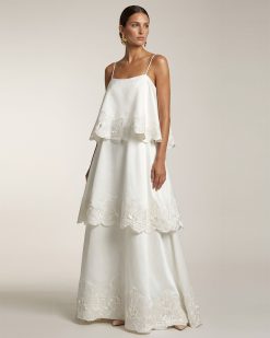 Orchid Embroidered Tiered Maxi Dress - White