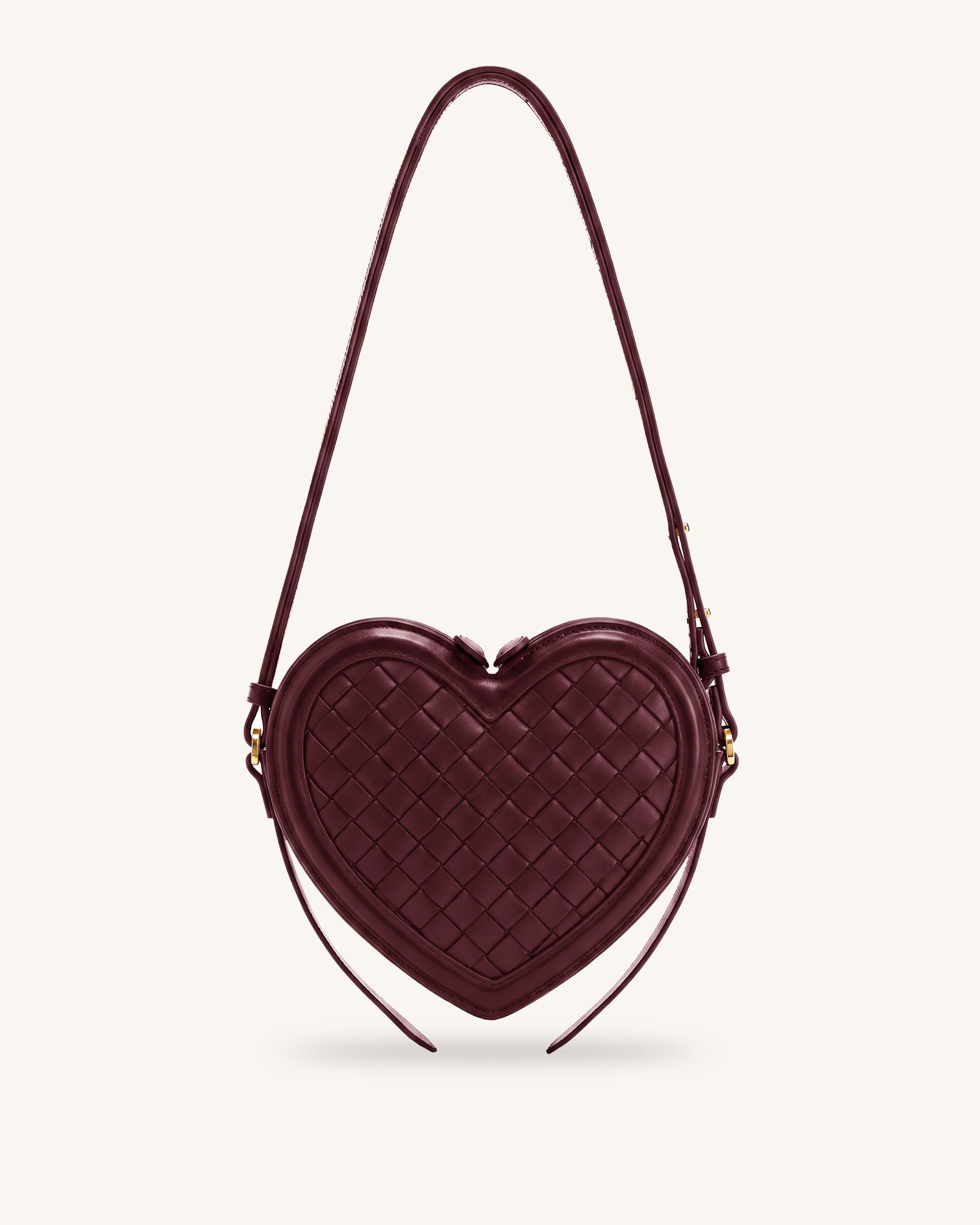 Arlene Woven Heart Shape Crossbody Bag - Deep Burgundy