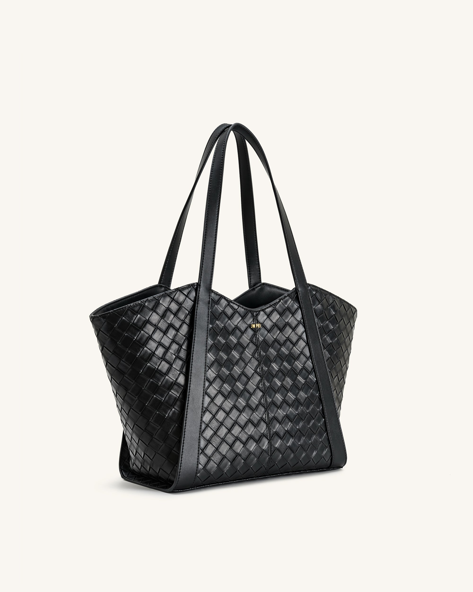 Kiana Large Capacity Weave Texture Tote Bag - Black - Image 2
