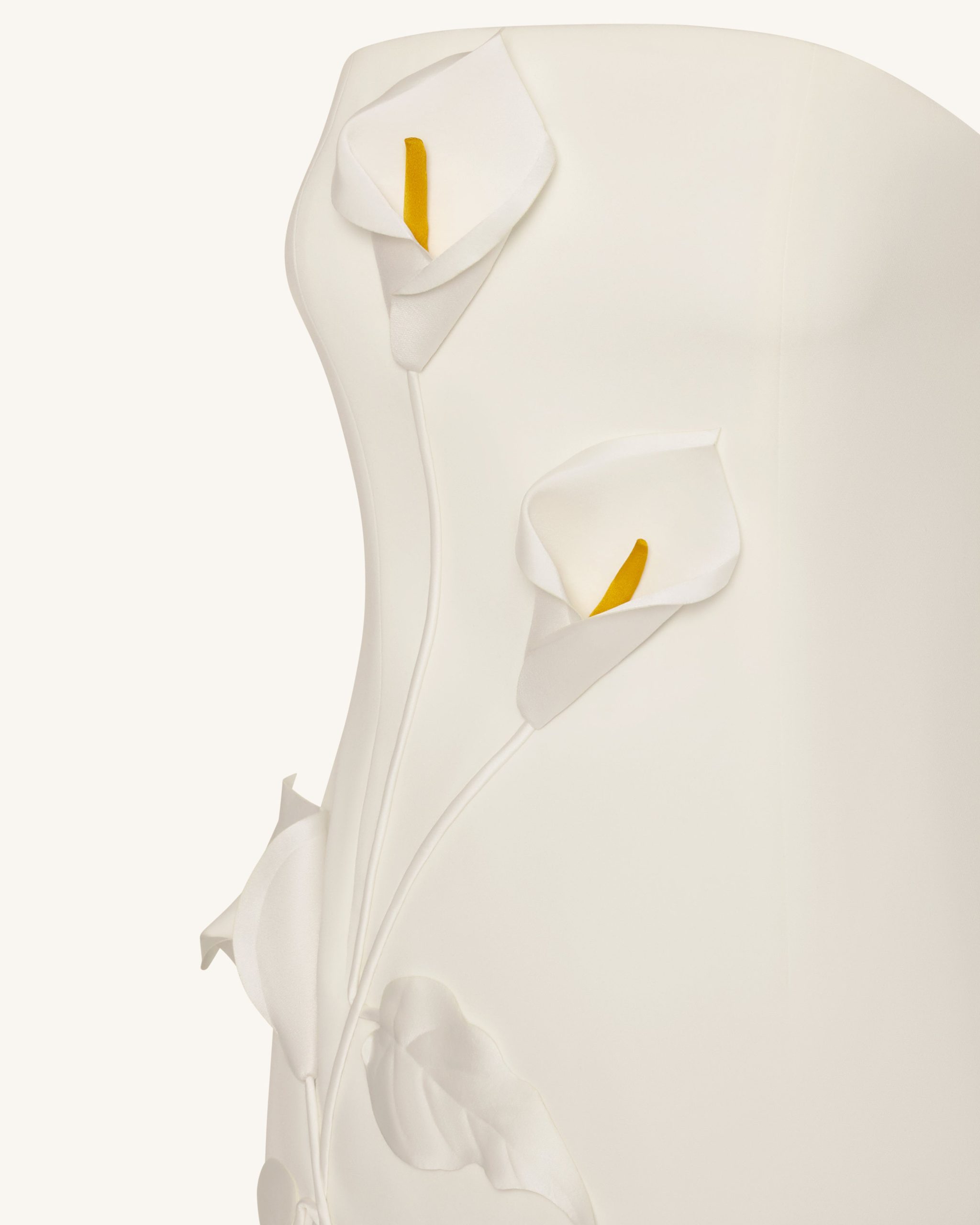 Strapless Floral Appliqué Dress - White - Image 5