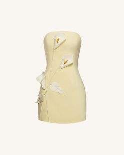 Alternative view of Strapless Floral Appliqué Dress - Yellow