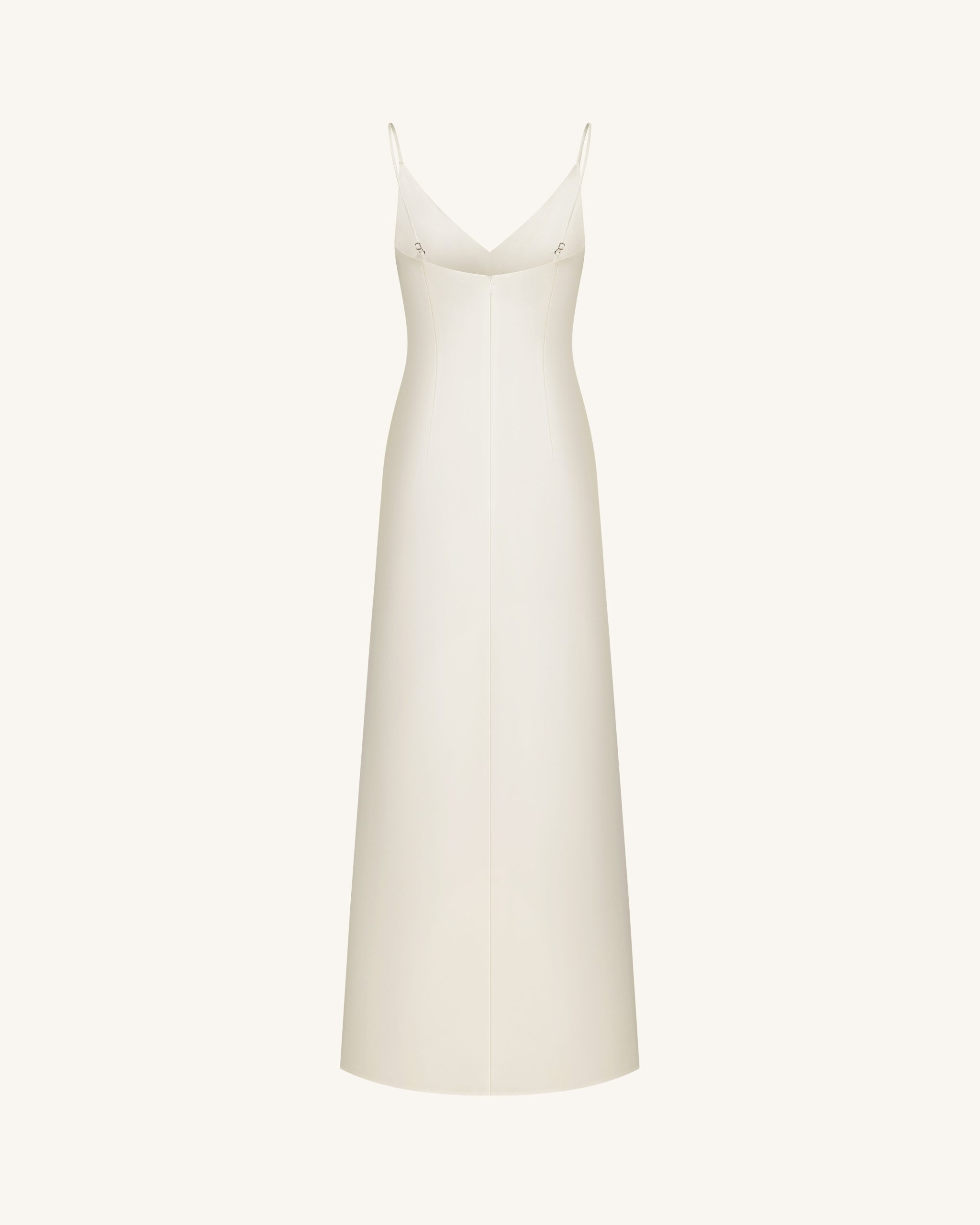 Iris Motif Satin Slip Gown - White - Image 4