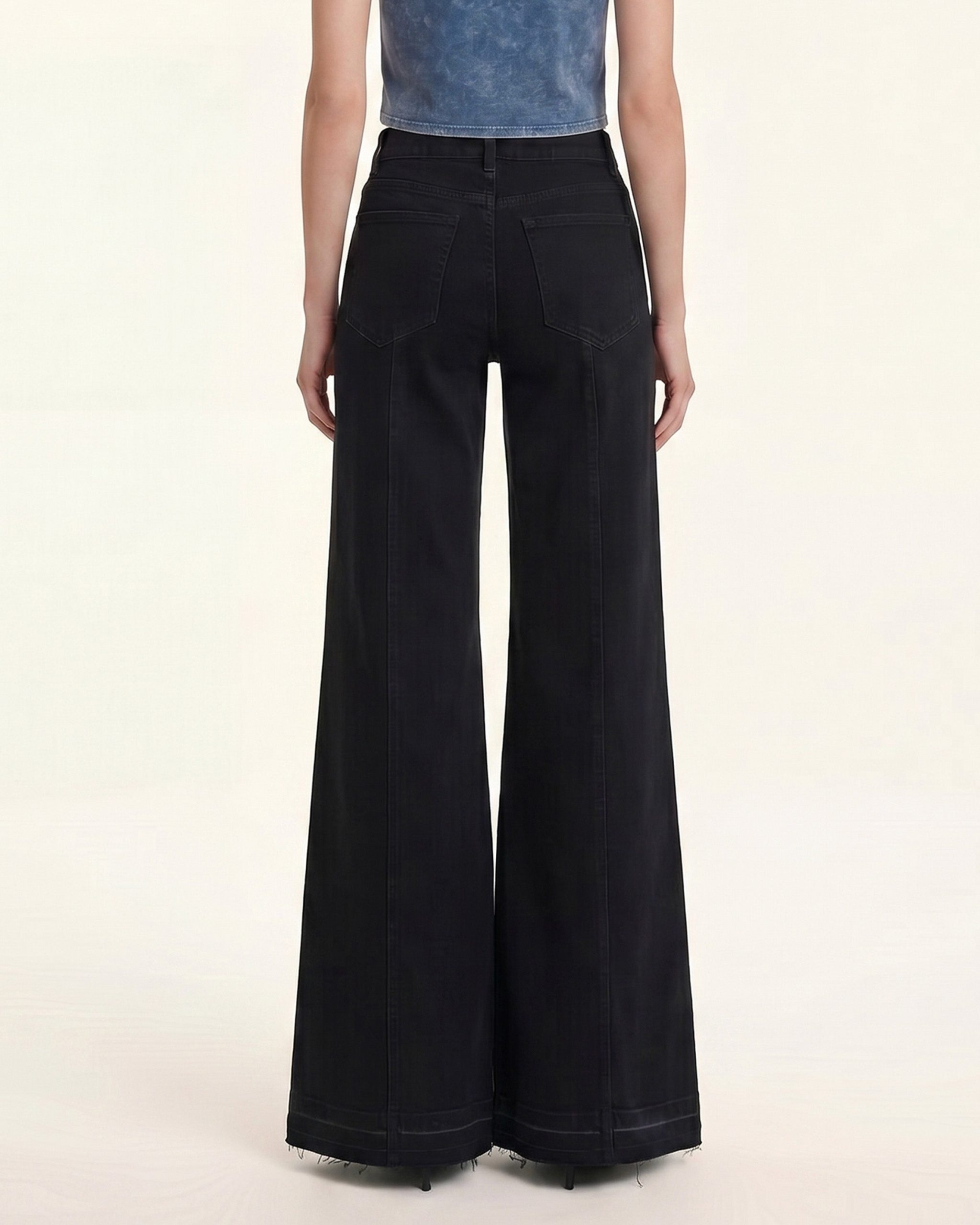 The Troublemaker Multi-Color Rhinestone Split Fray Jeans - Midnight Confessions - Image 2