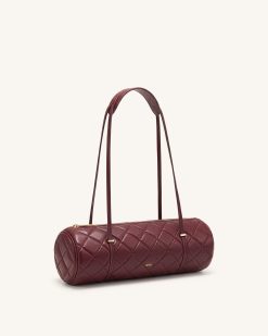 Alternative view of Marcella Quilted Cylinder Shoulder Bag - Burgundy