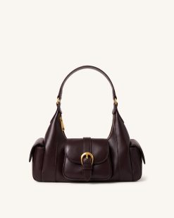 Estelle Pocket Shoulder Bag - Dark Brown