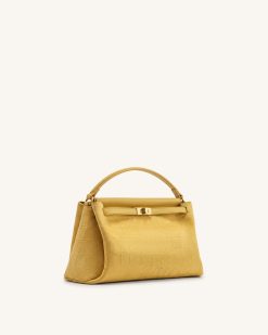 Alternative view of Carmen Faux Suede Croc-Embossed Top Handle Bag - Yellow