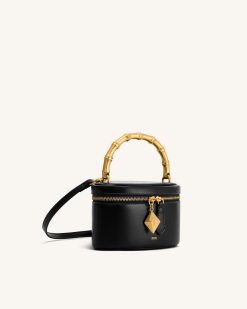 Alternative view of Natalie Metal Geometric Pendant Handle Bag - Black