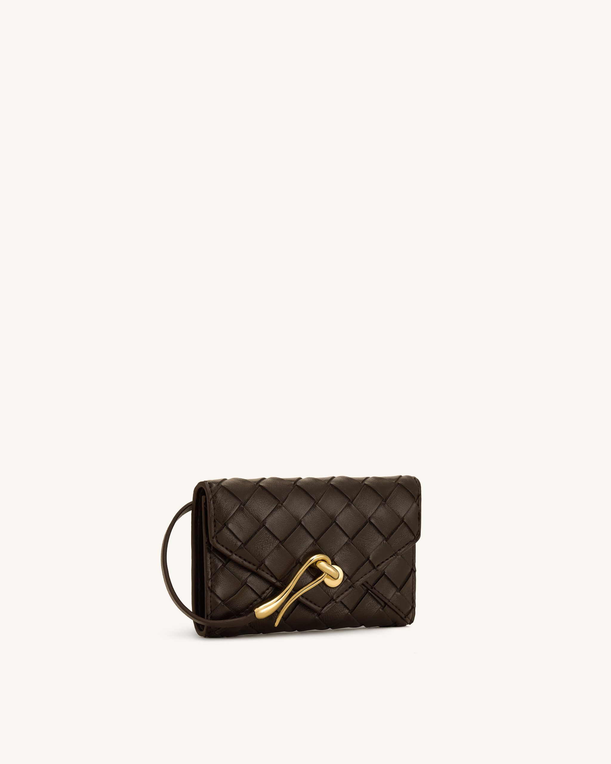 Celeste Woven Textured Envelope Wallet - Chocolate - Image 2