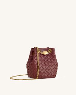 Alternative view of Yara Hand-Woven Bucket Bag - Burgundy