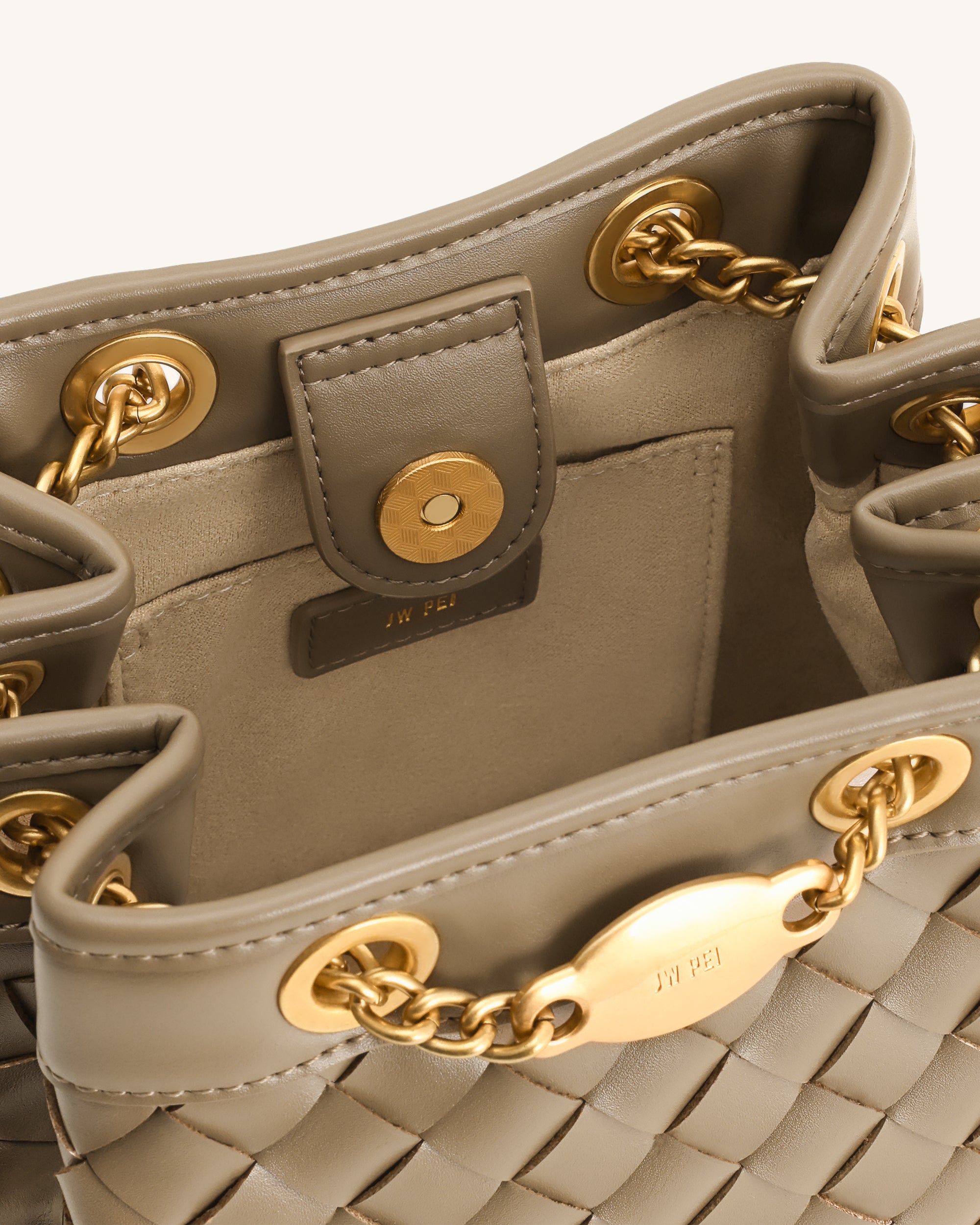 Yara Hand-Woven Bucket Bag - Taupe - Image 4