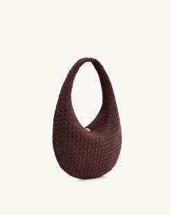 Alternative view of Nola Faux Suede Woven Hobo Shoulder Bag - Dark Mocha