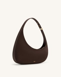 Alternative view of Harlee Faux Suede Shoulder Bag - Dark Brown