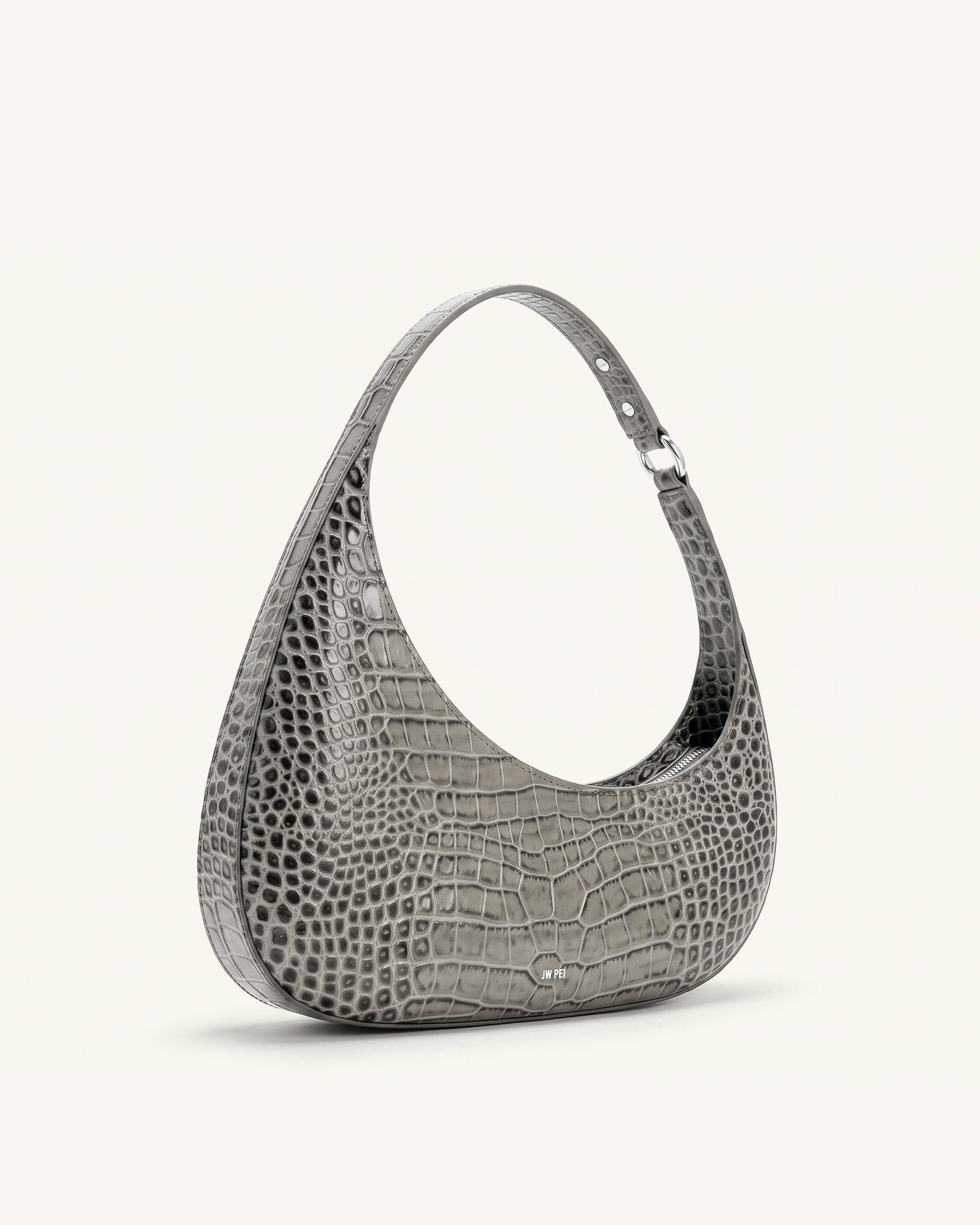 Harlee Shoulder Bag - Light Grey Croc - Image 2