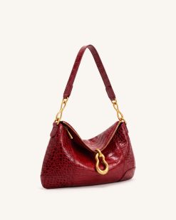 Alternative view of Jayla Metal Pendant Embellished Shoulder Bag - Red Croc