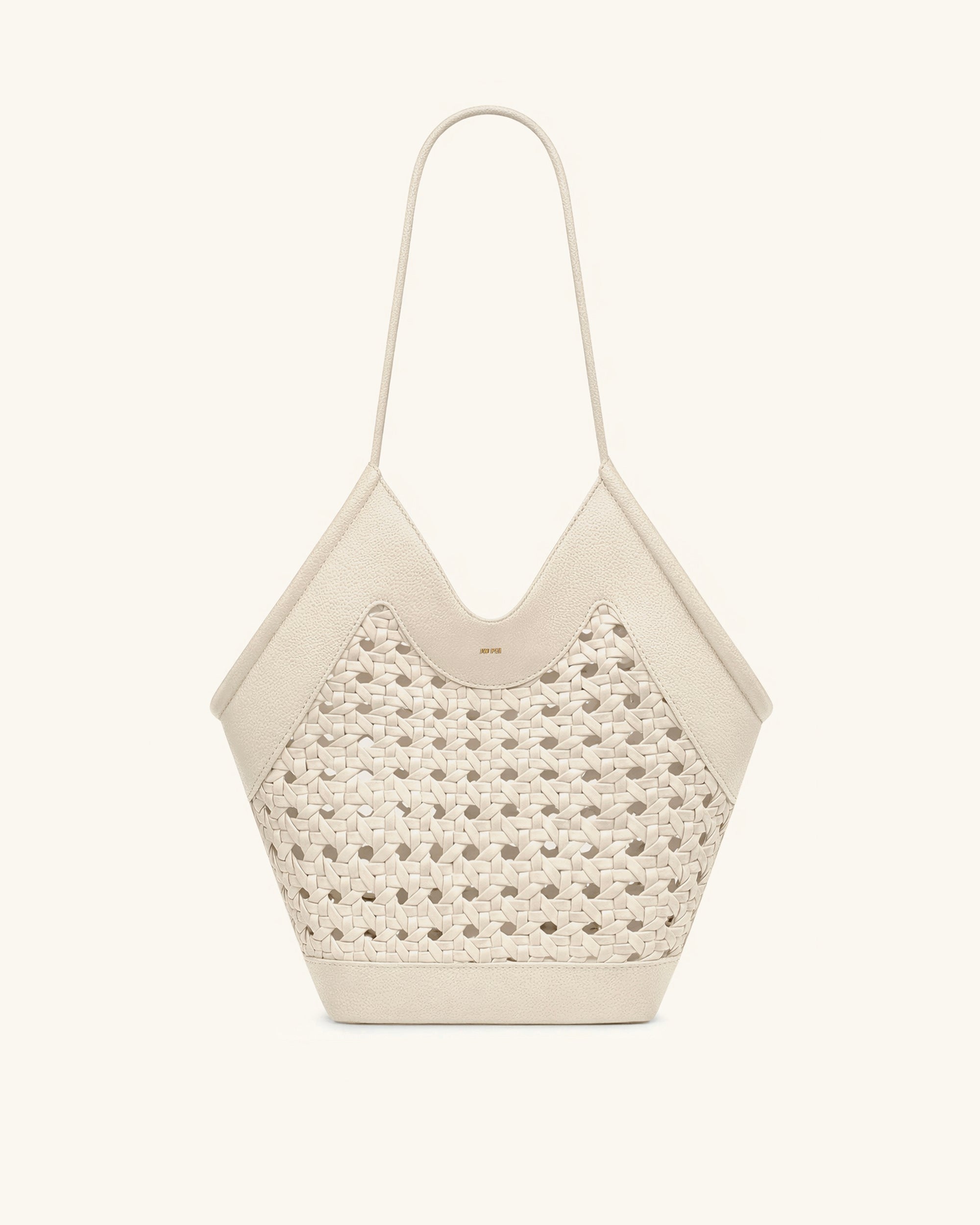 Maribel Woven Panel Tote Bag - Ivory - Image 2