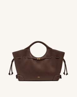 Virelle Drawstring Tote Bag - Brown