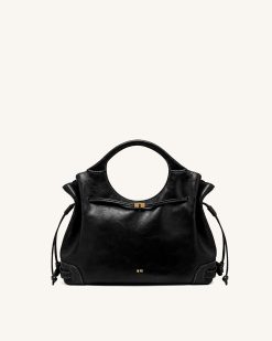 Alternative view of Virelle Waxed Vegan Leather Drawstring Tote Bag - Black