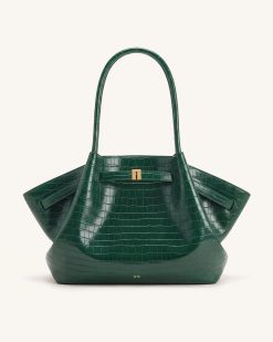 Hana Large Tote Bag - Green Croc