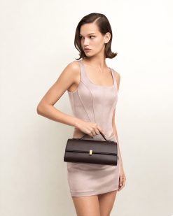 Alternative view of Delphine Flap Top Handle Bag - Dark Brown