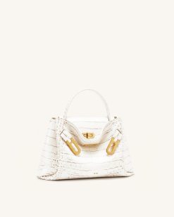 Alternative view of Rhea Small Double Buckle Shoulder Bag - White Croc