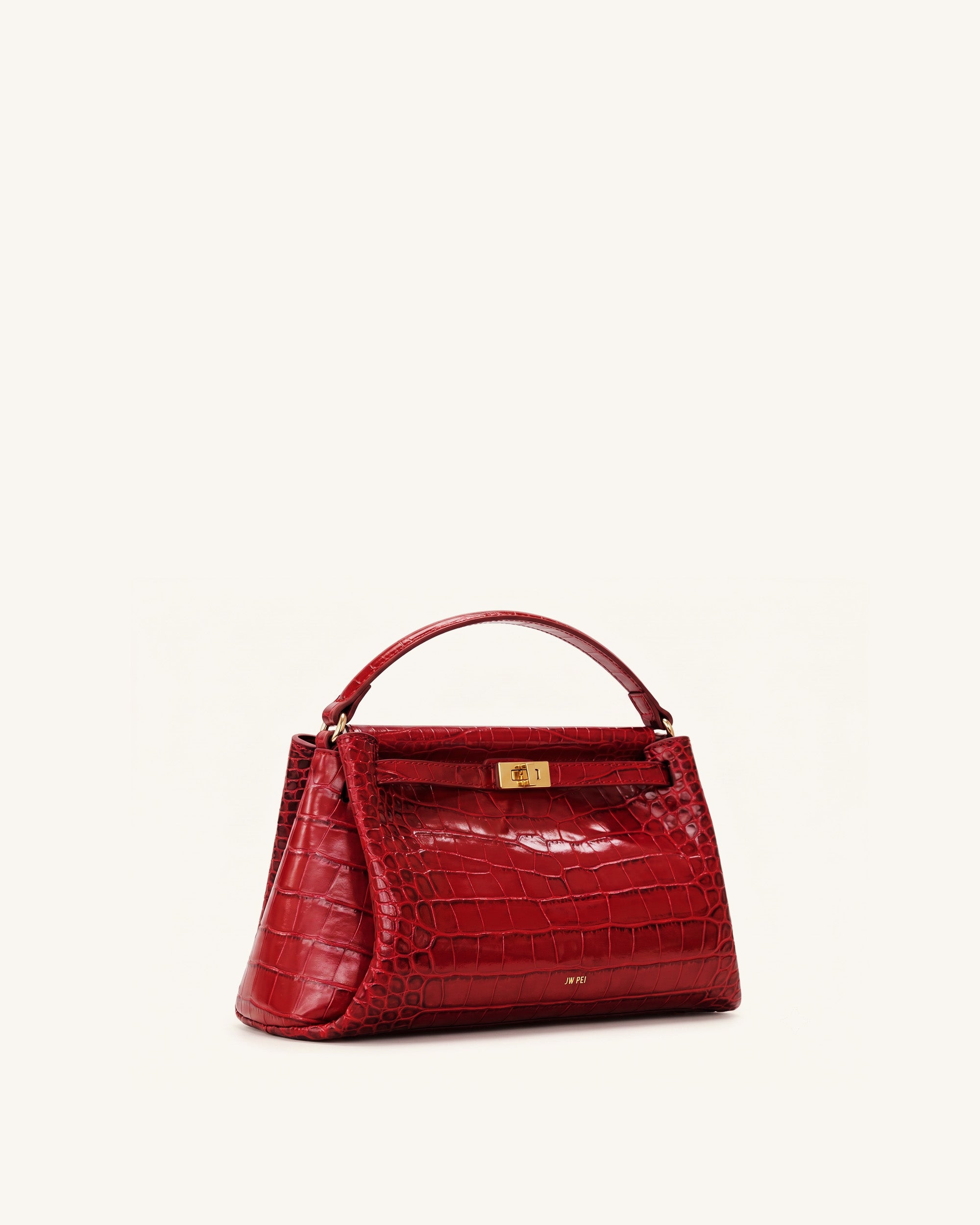 Carmen Top Handle Bag - Dark Burgundy Croc - Image 2