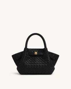 Hana Mini Weave Tote Bag - Black